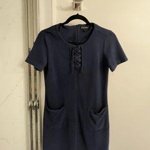 Short Sleeve Mini Dress in Blue Velvet